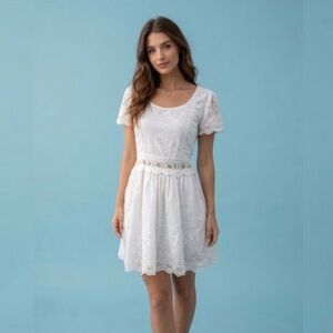 Frock and Frill White Eyelet Lace Dress – 100% Cotton